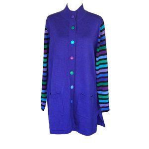 Bob Mackie Wearable Art Womens Size XL Long Button Up Sweater Cardigan Dress